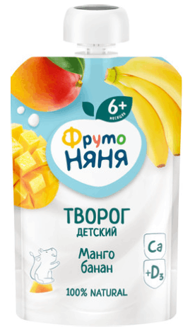 ТВОРОГ ФРУТОНЯНЯ 90Г МАНГО БАНАН ДЛЯ ДЕТСКОГО ПИТАНИЯ 4,2% Д/ПАК