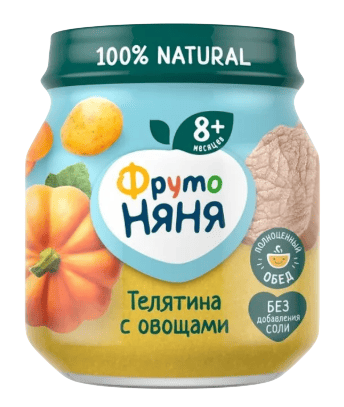 ПЮРЕ ФРУТОНЯНЯ 100Г ИЗ МЯСА ТЕЛЯТИНЫ С ОВОЩАМИ Д/П СТ