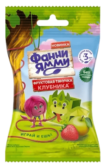 КУСОЧКИ ФРУКТОВЫЕ ФРУТОНЯНЯ ФАННИ ЯММИ 15Г КЛУБНИКА ТЯНУЧКА Д/ПАК