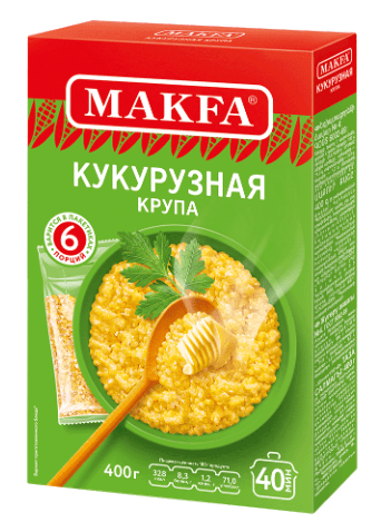КРУПА МАКФА КУКУРУЗНАЯ 400Г ПОРЦИОННЫЙ ПАКЕТ
