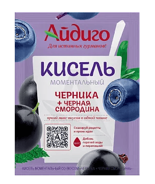 КИСЕЛЬ АЙДИГО 30Г СО ВКУСОМ ЧЕРНИКИ И ЧЕРНОЙ СМОРОДИНЫ ПАКЕТ