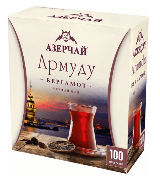 ЧАЙ АЗЕРЧАЙ АРМУДУ 100*1,6Г ЧЕРНЫЙ С АРОМАТОМ БЕРГАМОТА ПАКЕТ