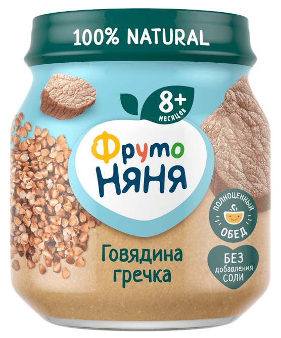 ПЮРЕ ФРУТОНЯНЯ 100Г МЯСО ГОВЯДИНА ГРЕЧКА МОРКОВЬ СТ