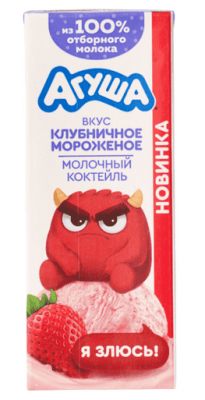 КОКТЕЙЛЬ АГУША 2% 210МЛ МОЛОЧНЫЙ СО ВКУСОМ КЛУБНИЧНОЕ МОРОЖЕНОЕ ТЕТРА СЛИМ