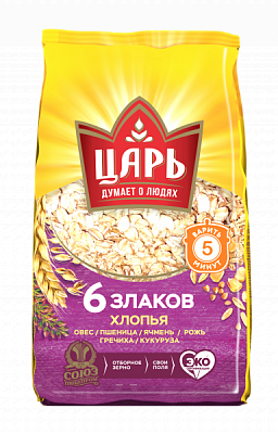 ХЛОПЬЯ ЦАРЬ 400Г 6 ЗЛАКОВ МЯГ/УП