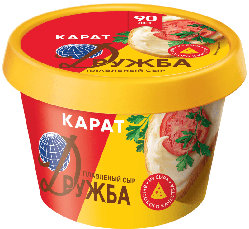 СЫР КАРАТ ДРУЖБА 45% 230Г ПЛАВЛЕНЫЙ ПЛАСТ СТАКАН