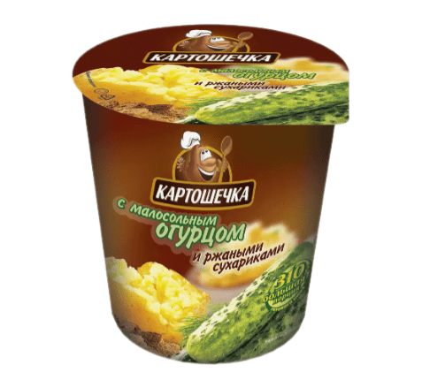 ПЮРЕ КАРТОФЕЛЬНОЕ КАРТОШЕЧКА 40Г С СУХАРИКАМИ И МАЛОСОЛЬНЫМИ ОГУРЧИКАМИ СТ