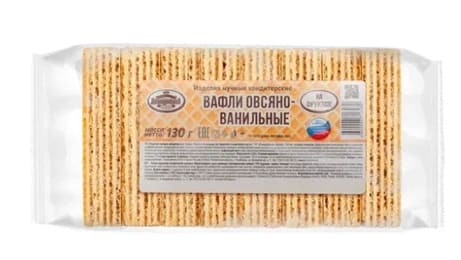 ВАФЛИ ДЕМИДОВСКАЯ ЗАБАВА 130Г ОВСЯНО-ВАНИЛЬНЫЕ НА ФРУКТОЗЕ И КОКОСОВОМ МАСЛЕ