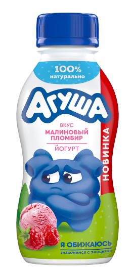 ЙОГУРТ ПИТ АГУША 2,7% 180Г СО ВКУСОМ МАЛИНОВЫЙ ПЛОМБИР ФРУКТОВЫЙ С 12 МЕС