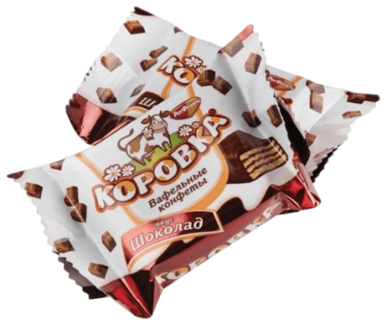 КОНФЕТЫ РОТФРОНТ КОРОВКА КГ ВКУС ШОКОЛАД ВАФЕЛЬНЫЕ