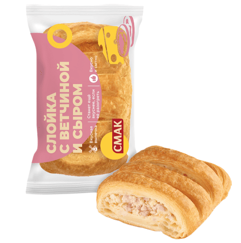 СЛОЙКА СМАК 90Г С ВЕТЧИНОЙ И СЫРОМ