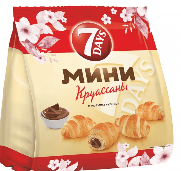 КРУАССАНЫ 7 ДНЕЙ 265Г С КРЕМОМ КАКАО МИНИ