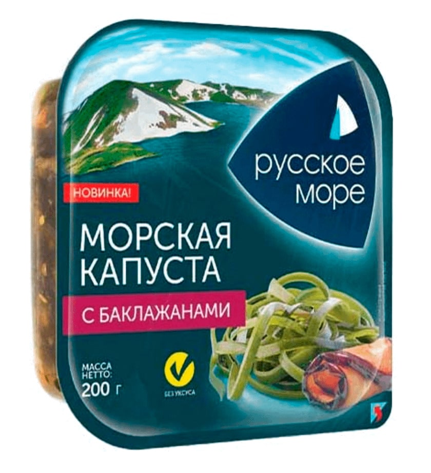 МОРСКАЯ КАПУСТА РУССКОЕ МОРЕ 200Г МАРИНОВАННАЯ ПО-КОРЕЙСКИ С БАКЛАЖАНАМИ