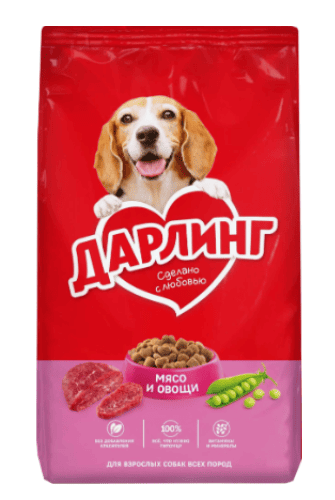КОРМ Д/СОБАК ДАРЛИНГ 500Г С МЯСОМ И ДОБАВЛЕНИЕМ ОВОЩЕЙ