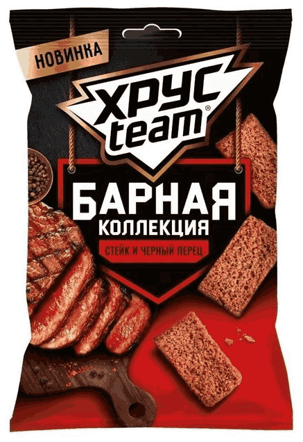 СУХАРИКИ ХРУСТИМ БАРНАЯ КОЛЛЕКЦИЯ 70Г СО ВКУСОМ СТЕЙК И ЧЕРНЫЙ ПЕРЕЦ
