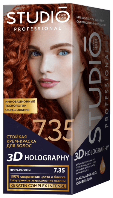 КРЕМ-КРАСКА Д/ВОЛОС СТУДИО 3Д 7.35 ЯРКО-РЫЖИЙ