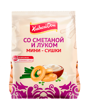 СУШКИ МИНИ КОЛОМЕНСКОЕ ХЛЕБНЫЙ ДОМ 180Г ЛУК И СМЕТАНА