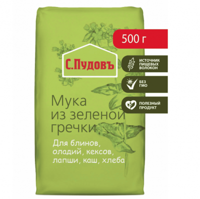 МУКА С.ПУДОВЪ 500Г ИЗ ЗЕЛЕНОЙ ГРЕЧКИ БУМ/УПАК
