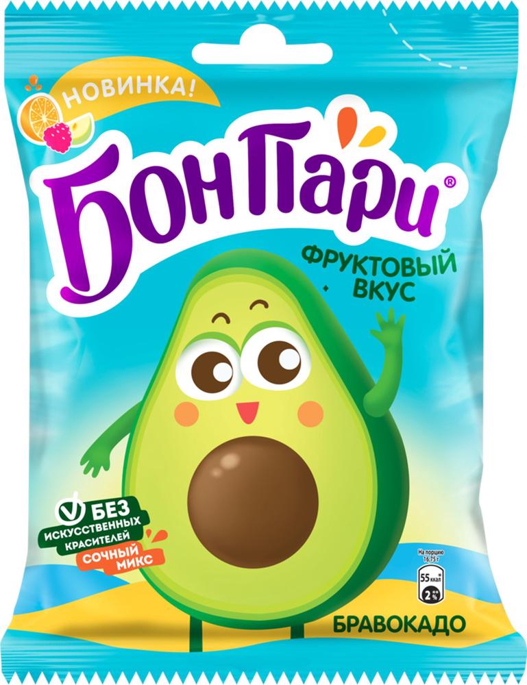 МАРМЕЛАД ЖЕВАТЕЛЬНЫЙ БОН ПАРИ БРАВОКАДО 100Г СО ВКУСОМ ФРУКТОВ ФИГУРНЫЙ