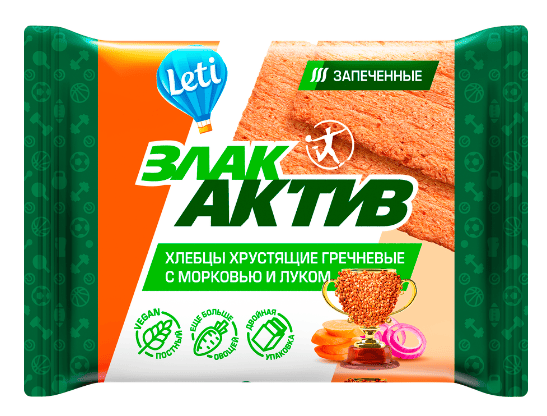 ХЛЕБЦЫ ЗЛАКАКТИВ 60Г ГРЕЧНЕВЫЕ С МОРКОВЬЮ И ЛУКОМ ХРУСТЯЩИЕ