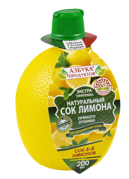 СОК ЛИМОНА АЗБУКА ПРОДУКТОВ 200МЛ НАТУРАЛЬНЫЙ ПЛ/БУТ