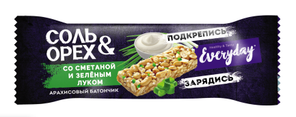 БАТОНЧИК АРАХИСОВЫЙ СОЛЬ ОРЕХ ЭВЕРИДЭЙ 40Г С ЗЕЛЕНЫМ ЛУКОМ И СМЕТАНОЙ