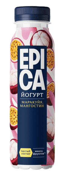 ЙОГУРТ ЭПИКА 260Г ПИТЬЕВОЙ МАРАКУЙЯ И МАНГОСТИН 2,5% ПЭТ