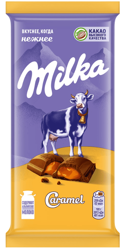 ШОКОЛАД МИЛКА 90Г МОЛОЧНЫЙ С КАРАМЕЛЬНОЙ НАЧИНКОЙ