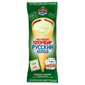 МОРОЖЕНОЕ НАСТОЯЩИЙ ПЛОМБИР 110Г РОЖОК ФИСТАШКА