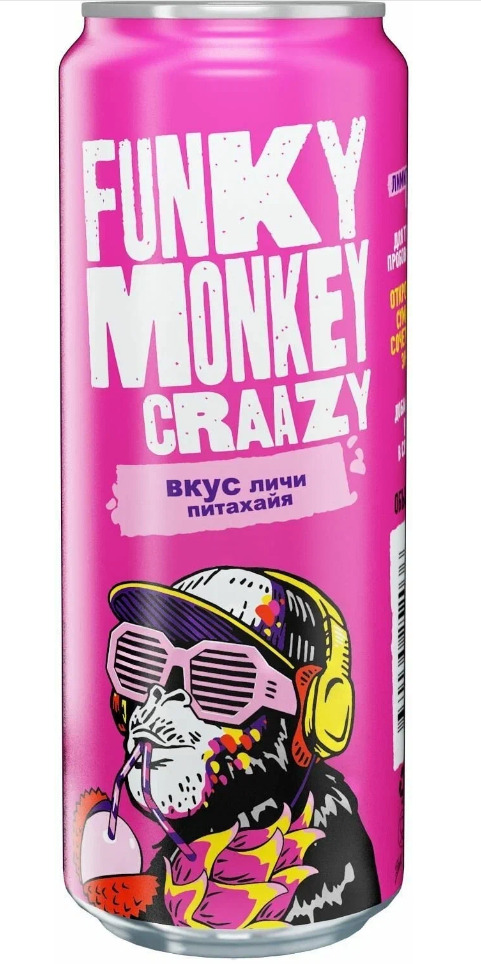 НАПИТОК БЕЗАЛКОГОЛЬНЫЙ ФАНКИ МАНКИ КРЕЙЗИ 0,45Л ВКУС ЛИЧИ-ПИТАХАЙЯ ЖБ