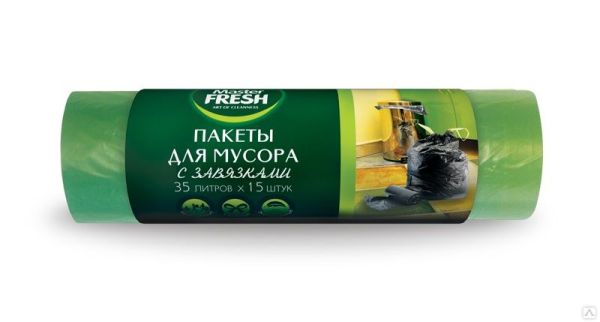 ПАКЕТЫ Д/МУСОРА МАСТЕР ФРЕШ 15ШТ 35Л С ЗАВЯЗКАМИ РУЛОН