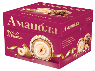 КОНФЕТЫ АМАПОЛА 100Г ВАФЕЛЬНЫЕ ГЛАЗИРОВАННЫЕ ФУНДУК ВАНИЛЬ