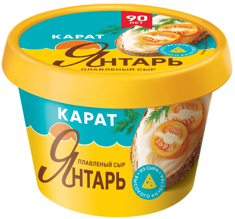 СЫР КАРАТ ЯНТАРЬ 45% 230Г ПЛАВЛЕНЫЙ ПЛАСТ СТАКАН