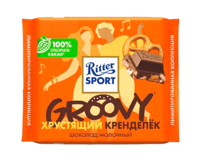 ШОКОЛАД РИТТЕР СПОРТ 100Г МОЛОЧНЫЙ С КУСОЧКАМИ КРЕНДЕЛЯ