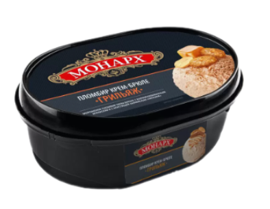 МОРОЖЕНОЕ РУССКИЙ ХОЛОД МОНАРХ 460Г ПЛОМБИР КРЕМ-БРЮЛЕ С КАРАМ АРАХ ХРУСТ КАРАМ