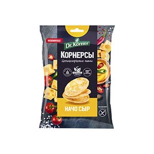 ЧИПСЫ ДОКТОР КЕРНЕР 50Г КУКУРУЗНО-РИСОВЫЕ С СЫРОМ НАЧО ЦЕЛЬНОЗЕРНОВЫЕ