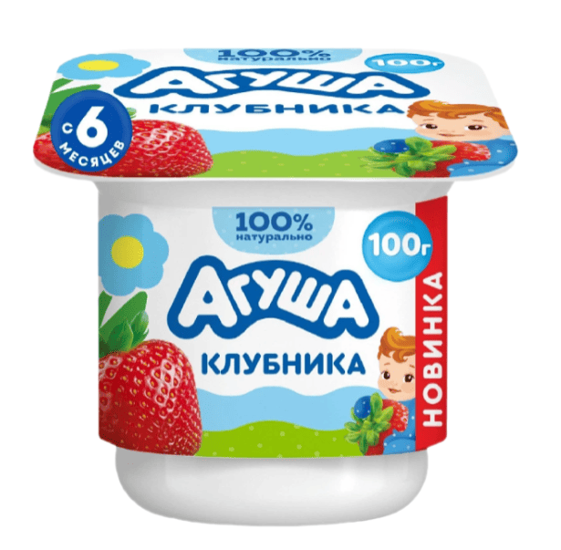 ТВОРОГ АГУША 3,9% 100Г С КЛУБНИКОЙ ФРУКТОВЫЙ
