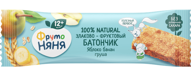 БАТОНЧИК ФРУТОНЯНЯ 25Г ЗЛАКОВО-ФРУКТОВЫЙ ЯБЛОКО БАНАН ГРУША