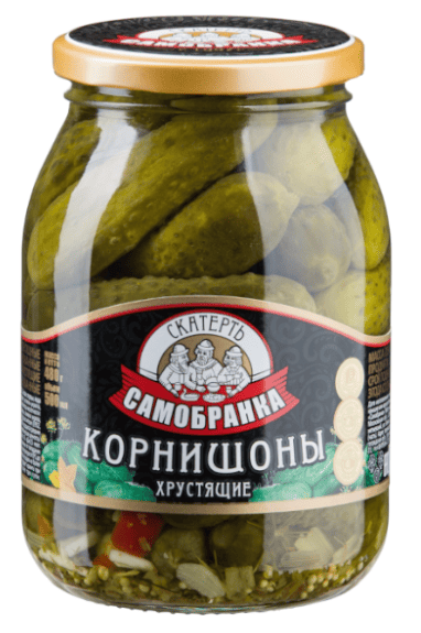 ОГУРЦЫ СКАТЕРТЬ-САМОБРАНКА 500МЛ КОРНИШОНЫ ХРУСТЯЩИЕ 3-6СМ