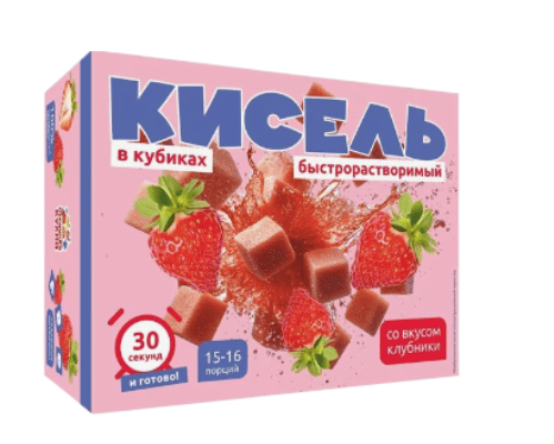 КИСЕЛЬ ОТЛИЧНАЯ КУХНЯ 450Г КЛУБНИКА В КУБИКАХ Б/Р