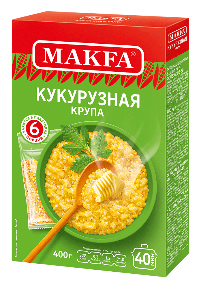 КРУПА МАКФА КУКУРУЗНАЯ 400Г ПОРЦИОННЫЙ ПАКЕТ