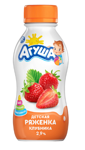 РЯЖЕНКА АГУША 2,9% 180Г С КЛУБНИКОЙ ФРУКТОВАЯ С 12 МЕС ПЭТ