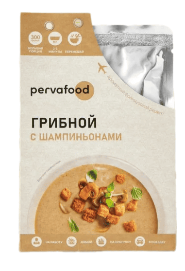 КРЕМ-СУП ПЕРВАФУД 300Г ГРИБНОЙ С ШАМПИНЬОНАМИ РЕТОРГ-ПАКЕТ