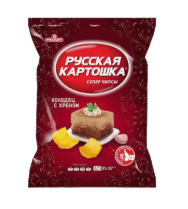 ЧИПСЫ РУССКАЯ КАРТОШКА 105Г СО ВКУСОМ ХОЛОДЦА С ХРЕНОМ