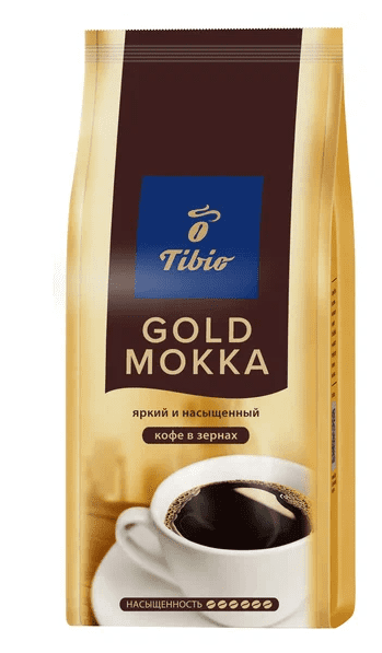 КОФЕ ТИБИО ГОЛД МОККА 250Г НАТУРАЛЬНЫЙ ЖАРЕНЫЙ ЗЕРНО ПАКЕТ