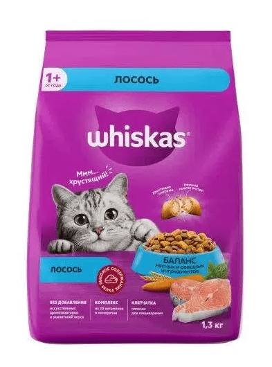 КОРМ Д/КОШЕК ВИСКАС 1,3КГ ВКУСНЫЕ ПОДУШЕЧКИ С НЕЖНЫМ ПАШТЕТОМ С ЛОСОСЕМ
