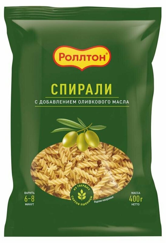 ИЗДЕЛИЯ МАКАРОННЫЕ РОЛТОН 400Г СПИРАЛИ С ОЛИВКОВЫМ МАСЛОМ