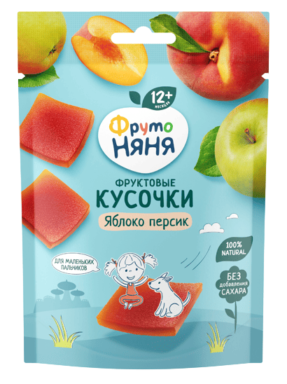 КУСОЧКИ ФРУКТОВЫЕ ФРУТОНЯНЯ 53Г 10ШТ ИЗ ЯБЛОК И ПЕРСИКОВ Д/П ПАКЕТ