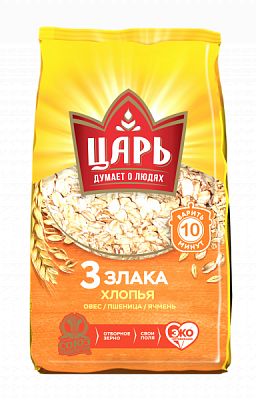 ХЛОПЬЯ ЦАРЬ 400Г 3 ЗЛАКА МЯГ/УП