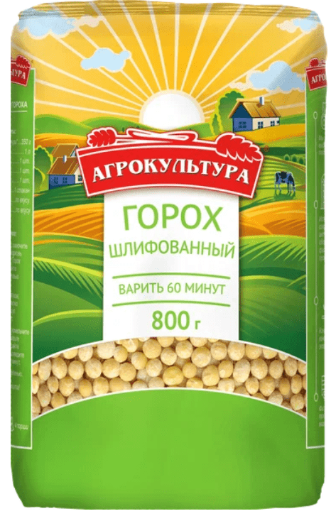 КРУПА АГРОКУЛЬТУРА 800Г ГОРОХ ШЛИФОВАННЫЙ М/У